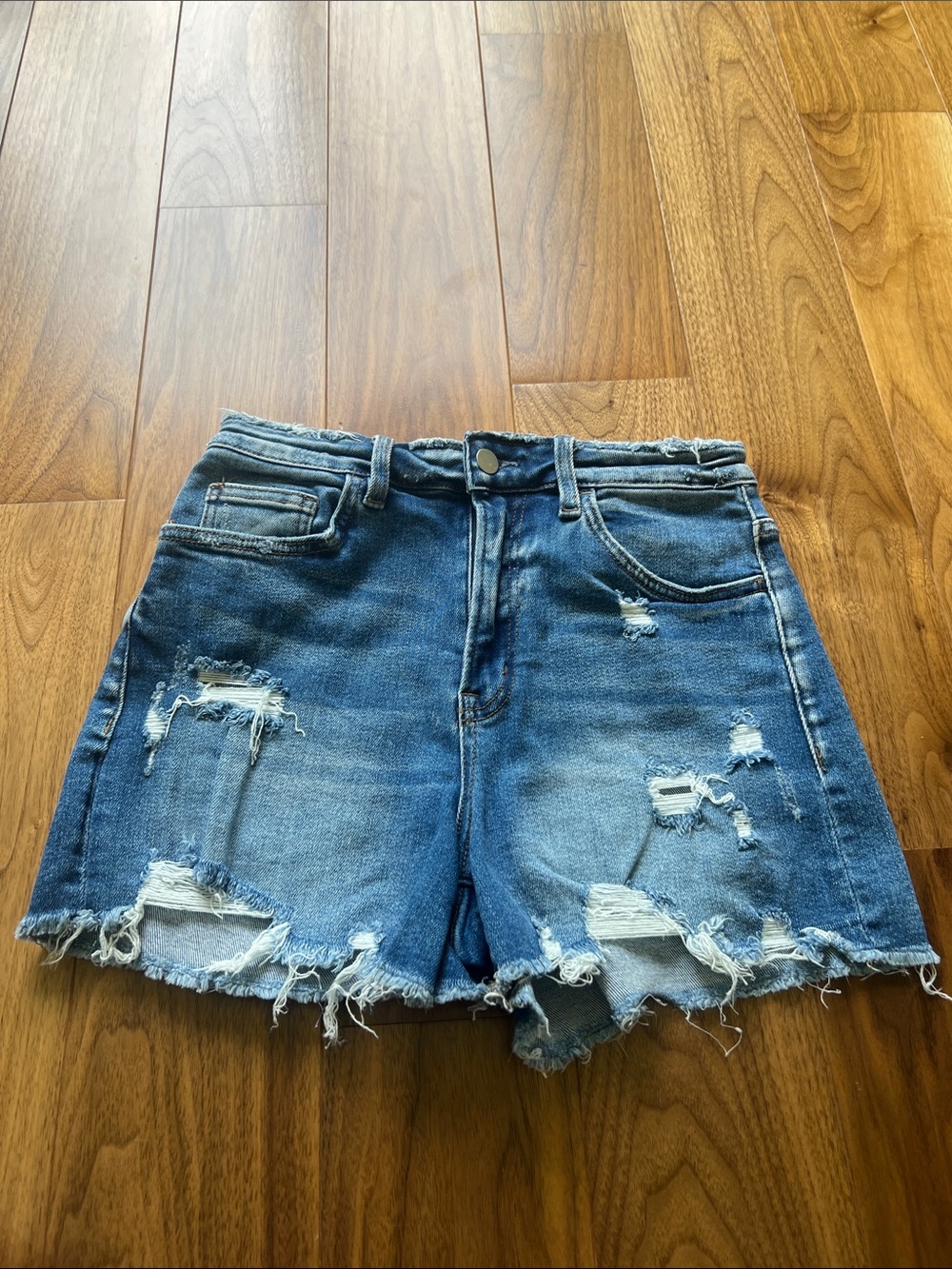 Altar'd State Distressed Blue Denim Shorts size small